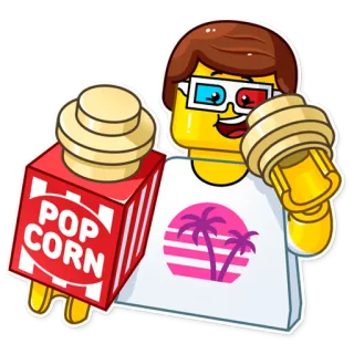 🍿 7659e80b POP CORN Lego, Bắp rang bơ, Bãi biển, Nhiệt đới, Retro, Kính 3D telegram sticker