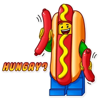 🌭 d45c694e HUNGRY? Lego, Bánh mì kẹp xúc xích, Đồ ăn, Đói, Hoạt hình, Nhân vật, Hình dán telegram sticker