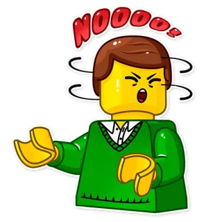 🙅‍♂️ f10aae16 NOOOO!! lego, hoạt hình, tức giận, không, dấu chấm than telegram sticker