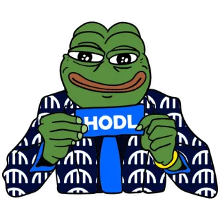 🛡 29ec4c9b Pepe the Frog HODL 밈, 페페, 홀딩, 개구리, 암호화폐, 인터넷 밈 telegram sticker
