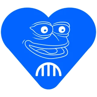 ❤️ 445c190a Pepe the Frog 페페, 개구리, 하트, 밈, 파란색, 인터넷 밈 telegram sticker