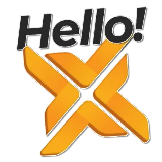 🖐 29690573 Hello! cześć, powitanie, pomarańczowy, wiadomość, tekst, połączenie telegram sticker