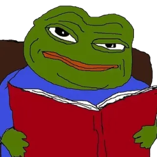 📎 2677f206 Pepe the Frog rana, meme, pepe, lettura, cultura internet telegram sticker