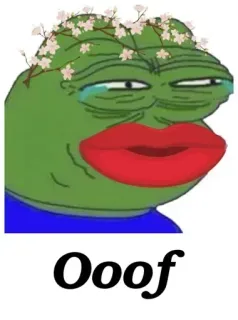 📎 5b23592e Pepe the Frog Ooof pepe, rana, meme, oof, triste, piangendo, corona di fiori telegram sticker