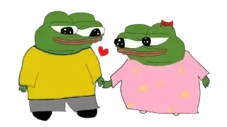 📎 b0caf755 Pepe the Frog Meme, Pepe, Rana, Cartone animato, Coppia, Amore telegram sticker