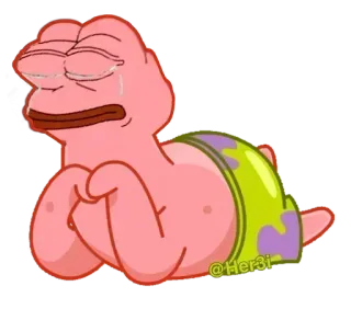 📎 bde45449 Patrick Star Spongebob Squarepants @Her3i patrick star, spongebob, cartone animato, piangere, triste telegram sticker