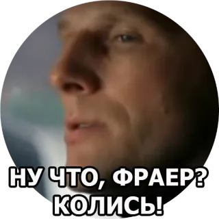 ☹ bc718439 НУ ЧТО, ФРАЕР? КОЛИСЬ! 俄语, 短语, 男人, 对话 telegram sticker