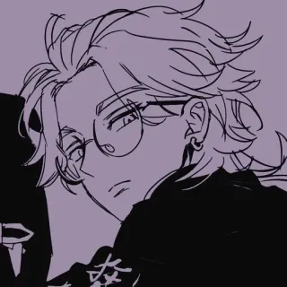 🍙 4a886d23 Anime, Gafas, Retrato, Personaje, Boceto, Pelo telegram sticker