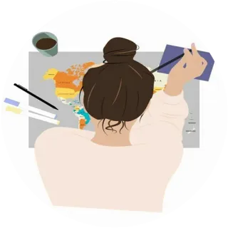 🌸 478afc11 peta, wanita, perencanaan, geografi, dunia, kantor whatsapp sticker