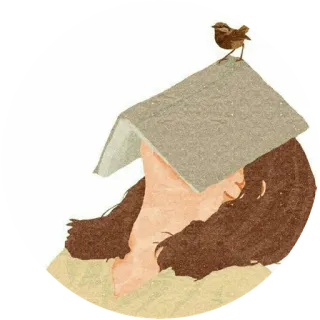 🌸 53618806 gadis, buku, burung, membaca, potret, ilustrasi, lucu whatsapp sticker