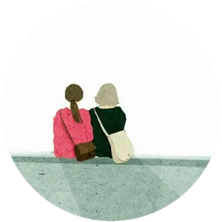 🌸 d7084242 orang, duduk, wanita, tas, teman, bersama whatsapp sticker