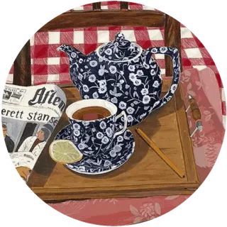 🌸 d7c42523 Aften teh, teko, koran, lemon, cangkir, sarapan, still life whatsapp sticker