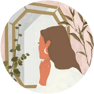 🌸 f9031287 wanita, cermin, refleksi, seni, ilustrasi whatsapp sticker