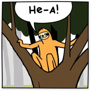 🖐 103dac16 He-A! Faultier, Tier, Baum, Cartoon, lustig, süß, Wald telegram sticker