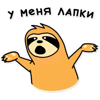🥺 54d1d8c5 У МЕНЯ ЛАПКИ Faultier, niedlich, Tier, Cartoon, lustig, russisch, Aufkleber telegram sticker