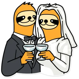 🤵 c3a24bc4 Faultier, Hochzeit, Braut, Bräutigam, Ehe, Cartoon, Feier, Liebe telegram sticker