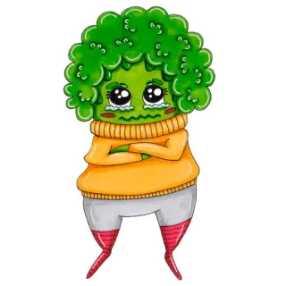 😭 d9cb5a42 brócoli, verdura, triste, dibujo animado, kawaii, lindo, llorando, ilustración telegram sticker