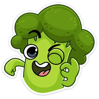 😉 015e752f brokoli, sayur, makanan, kartun, kedipan mata, jempol ke atas whatsapp sticker