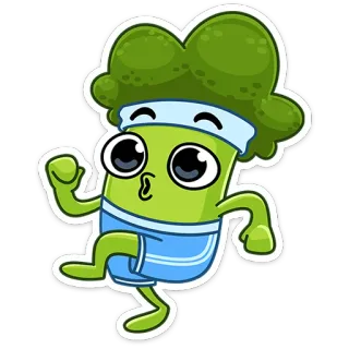 💪 d821e02c brokoli, kartun, sayuran, kebugaran, makanan sehat, imut whatsapp sticker