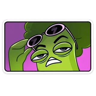 😎 b31f384e brócolis, desenho animado, óculos de sol, legume, verde, personagem telegram sticker