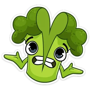 🤷‍♂️ dad5392c brócolis, vegetal, desenho animado, comida, pergunta, incerto, planta telegram sticker