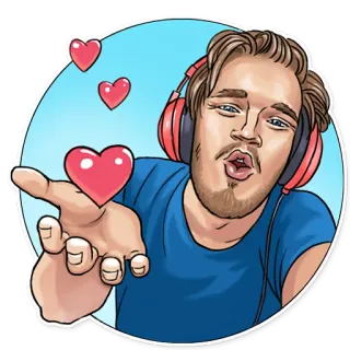 😘 35e84821 PewDiePie pewdiepie, youtube, youtuber, love, heart, gamer whatsapp sticker