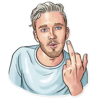 🖕 4ce60407 PewDiePie pewdiepie, middle finger, offensive gesture, youtube, content creator whatsapp sticker