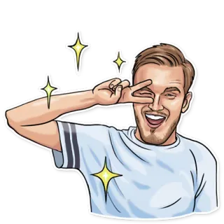 😸 4db68ef5 PewDiePie PewDiePie, YouTuber, Internet personality, Peace sign, Smiling, Happy whatsapp sticker