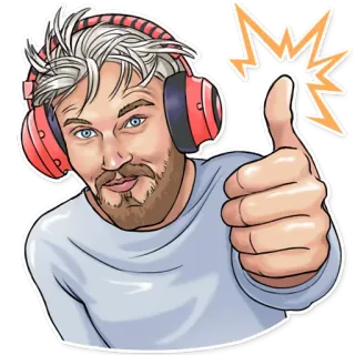 👍 9952dc2c PewDiePie PewDiePie, thumbs up, gamer, youtube, streaming, internet, meme whatsapp sticker