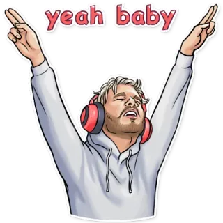 🙌 9d6dc4f2 yeah baby celebration, excitement, positive, yeah, baby, man, headphones whatsapp sticker