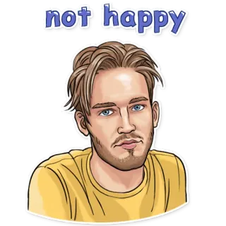 🙁 eee6b7ac PewDiePie not happy PewDiePie, YouTube, YouTuber, not happy, meme, sad whatsapp sticker