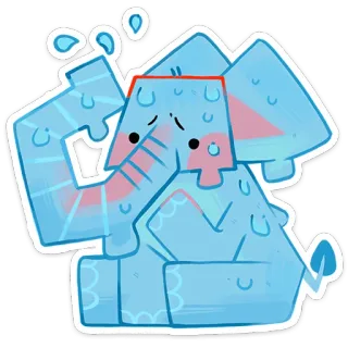 ⭐ 339b1b17 코끼리, 만화, 동물, 귀여운, 스티커, 파란색 whatsapp sticker