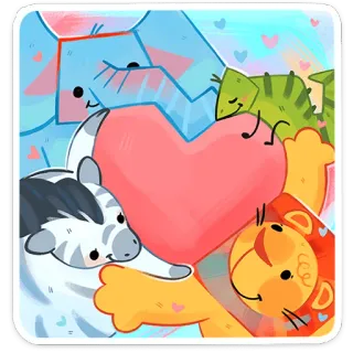 ❤ 57028ea2 동물, 하트, 얼룩말, 사자, 카멜레온, 코끼리, 귀여운, 사랑 whatsapp sticker
