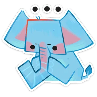 🤔 e8d03599 코끼리, 파란색, 동물, 귀여운, 만화, 스티커, 앉아있는, 슬픈 whatsapp sticker