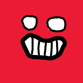 😈 d7a70ad1 gezicht, griezelig, eng, tekening, tanden, ogen, rood, mond telegram sticker