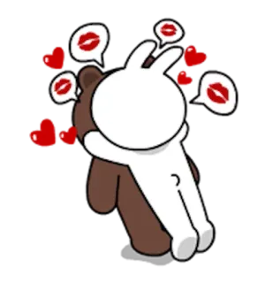 👫 8c854929 oso, conejo, amor, abrazo, dibujos animados telegram sticker