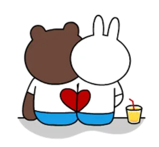 👫 e2951051 oso, conejo, amor, corazón, bebida, lindo, pareja telegram sticker