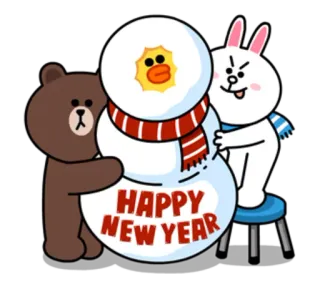 🎉 0abf81c7 HAPPY NEW YEAR tahun baru, manusia salju, musim dingin, meriah, imut, kartun telegram sticker