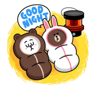 😴 cf5d8604 Brown GOOD NIGHT tidur, beruang, kelinci, selamat malam, kartun telegram sticker