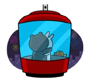 ❤ 2ae384cc cartone animato, vernice spray, animale, abbraccio, festa, capodanno telegram sticker