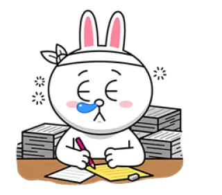 😪 60edcc24 Brown coniglio, cartone animato, stanco, lavoro, ufficio, scrivania telegram sticker