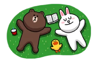 👫 7ba1b4ad Brown Bear orso, coniglio, anatra, sdraiato, libro, carino, relax telegram sticker