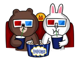 🍿 8873ecb4 POPCORN orso, coniglio, anatra, popcorn, film, cinema, occhiali, cartone animato telegram sticker
