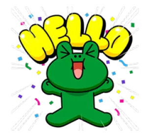 👋 c768e10a HELLO rana, ciao, saluto, cartoni animati, carino telegram sticker