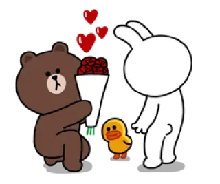 ❤ e4a70337 orso, coniglio, anatra, amore, cuori, mazzo di fiori, cartone animato telegram sticker