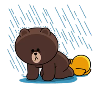 ☔ f3c481ec Brown Bear orso, triste, pioggia, cartone animato, carino, animale telegram sticker