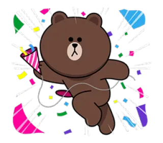 🎊 f53fbcd2 Brown orso, festa, coriandoli, party, felice, carino, animale telegram sticker