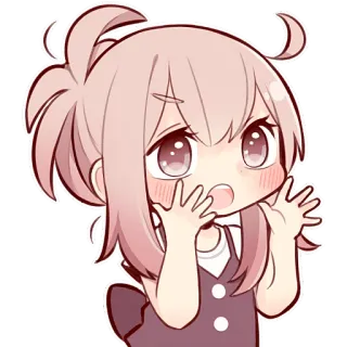 😦 18658202 动漫女孩, Q版, 可爱, 卡通, 卡哇伊, 惊讶, 震惊, 粉色头发 telegram sticker