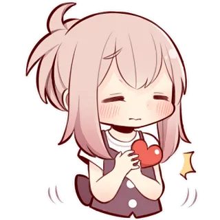 ❤️ 2a967d1a 可爱, 动漫, 女孩, 心, 爱, Q版, 漫画 telegram sticker