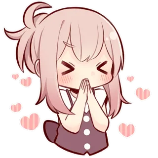 🙏 3da3c33c 动漫, 可爱, 女孩, 卡哇伊, 爱心, Q版 telegram sticker